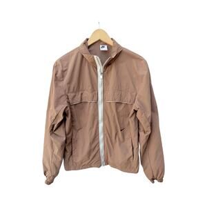 Nike Mens Small Tan Lightweight Zip Jacket Windbreaker Minimal Swooshv